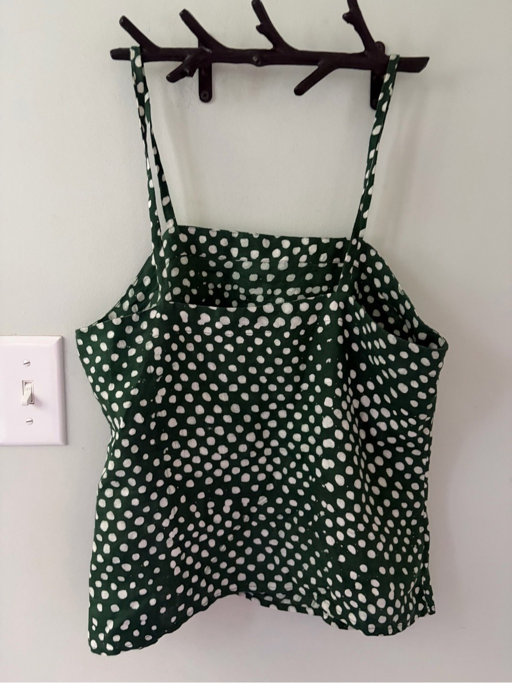 Osei Duri linen Bosca tank Green Polka Dot Spaghetti Strap Cami XS anthro - Picture 3 of 8